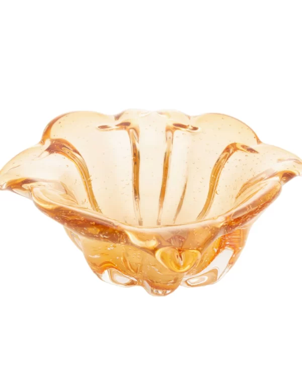 CENTRO DE MESA DE VIDRO ITALY ÂMBAR 18CM X 9CM