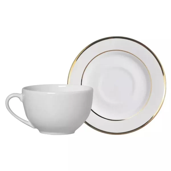 Conjunto com 6 Xícaras de Chá com Pires Relevo Ouro 250ml
