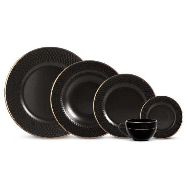 Aparelho de Jantar 30 pçs Relevo Black Gold