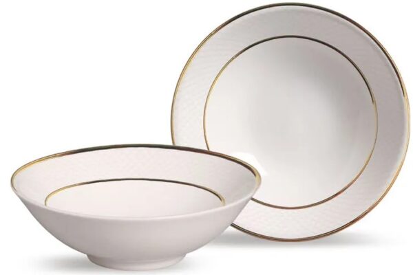 Conjunto 6 bowls decorados 300ml Relevo Ouro