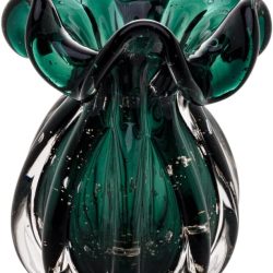 Vaso de Vidro Italy Verde Esmeralda Dourado 13cm x 17cm- Wolff